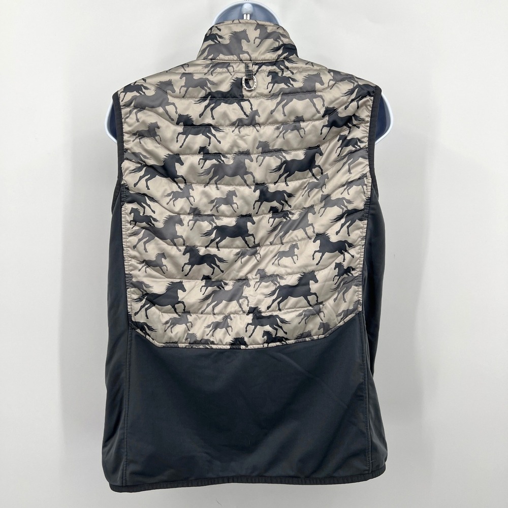 Ariat Tek Wind Water Puffer Vest Wild Horse Print Gray Size L Equestrian Western - Picture 2 of 8